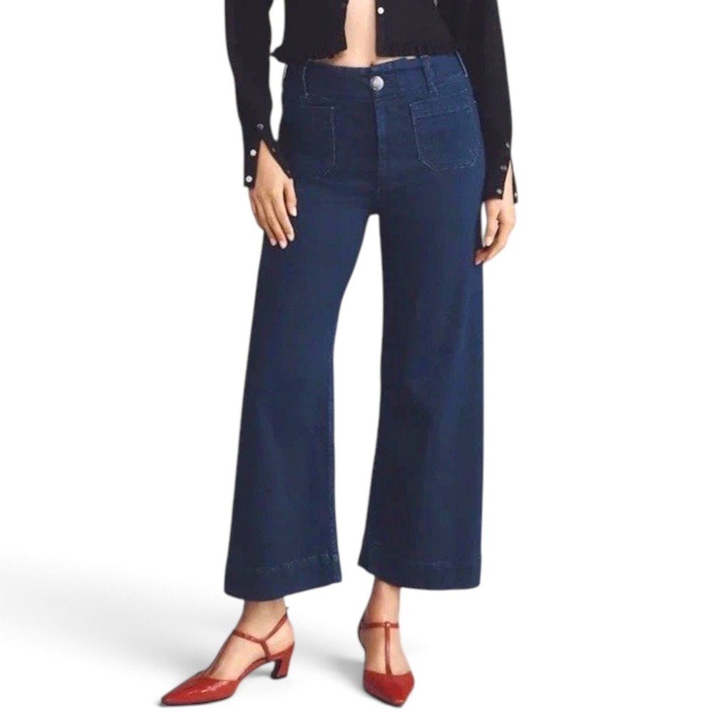 Maeve Anthropologie Colette Jeans Womens 30 (Fits 27) Wide Leg Crop Patch Pocket